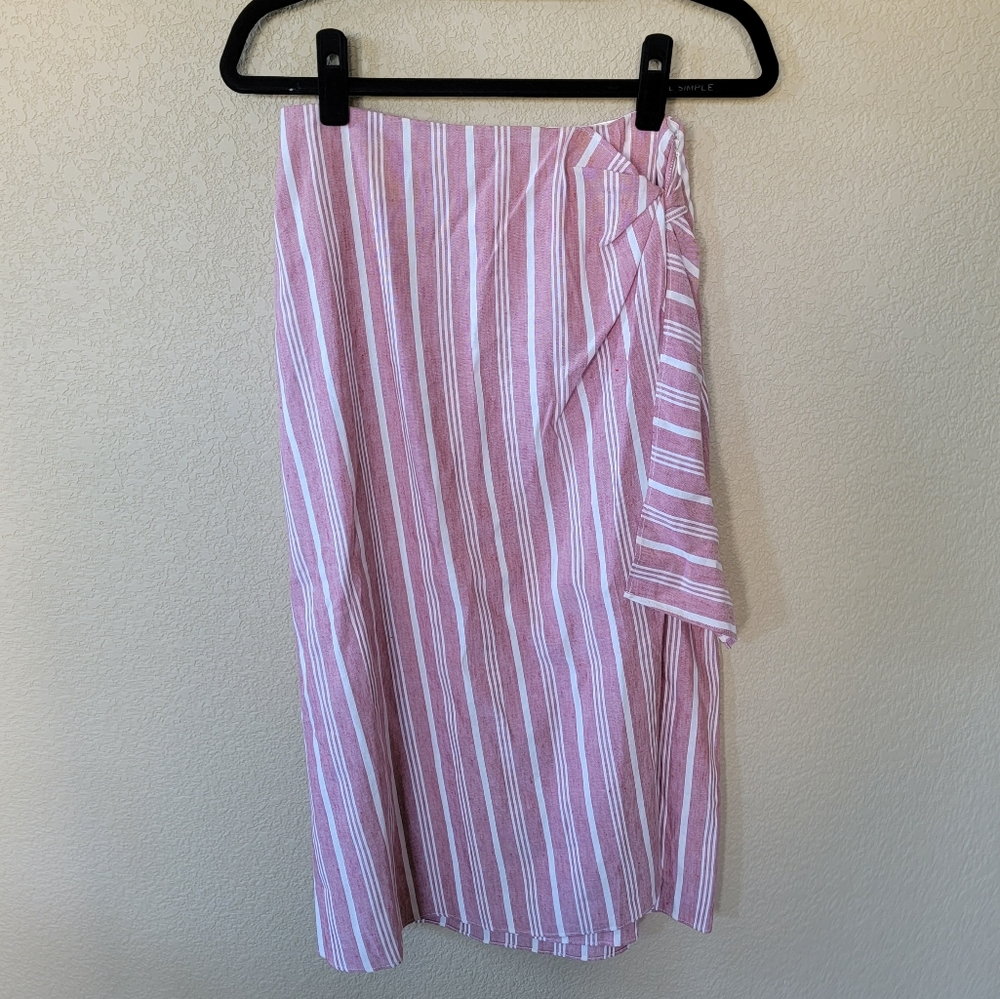 NWT Club Monaco Faux-Wrap Stripe Skirt, Size 2